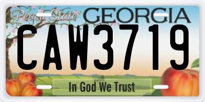 GA license plate CAW3719