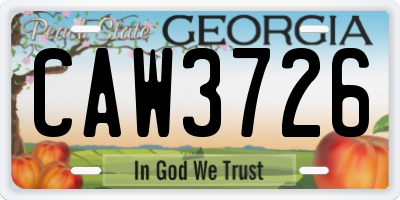 GA license plate CAW3726