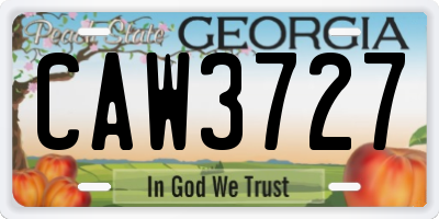 GA license plate CAW3727