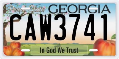 GA license plate CAW3741