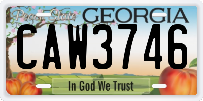 GA license plate CAW3746