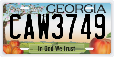 GA license plate CAW3749