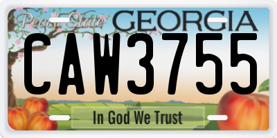 GA license plate CAW3755