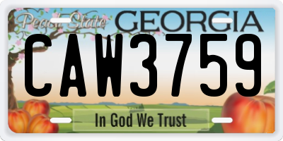 GA license plate CAW3759