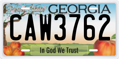 GA license plate CAW3762