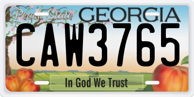 GA license plate CAW3765