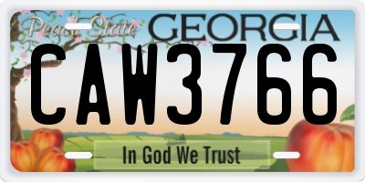 GA license plate CAW3766