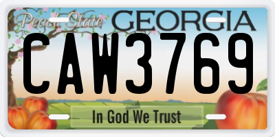 GA license plate CAW3769