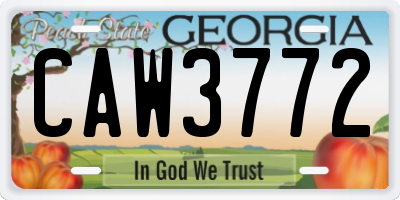 GA license plate CAW3772