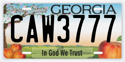 GA license plate CAW3777