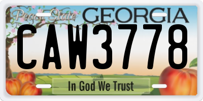 GA license plate CAW3778