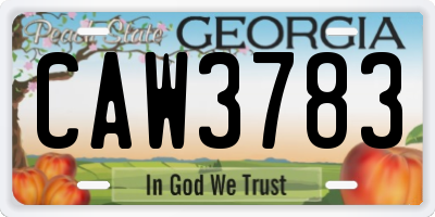 GA license plate CAW3783