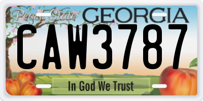 GA license plate CAW3787