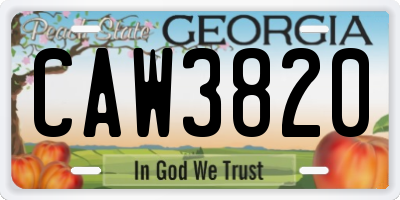 GA license plate CAW3820