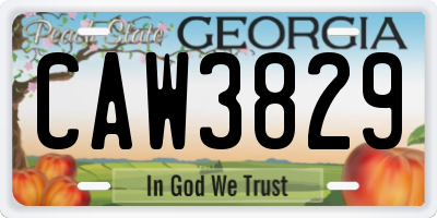 GA license plate CAW3829