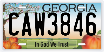 GA license plate CAW3846