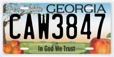 GA license plate CAW3847