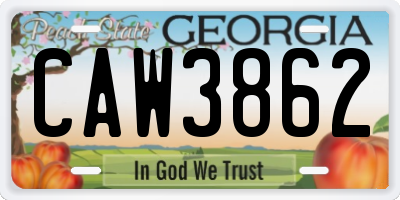 GA license plate CAW3862