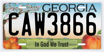 GA license plate CAW3866