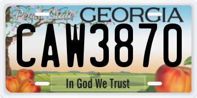 GA license plate CAW3870