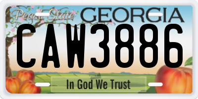 GA license plate CAW3886