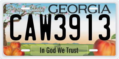 GA license plate CAW3913