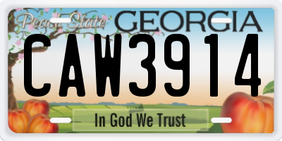 GA license plate CAW3914