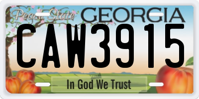 GA license plate CAW3915