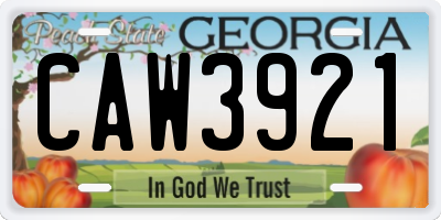 GA license plate CAW3921