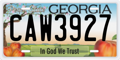 GA license plate CAW3927