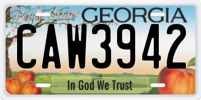 GA license plate CAW3942