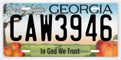 GA license plate CAW3946