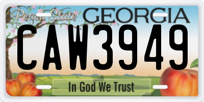 GA license plate CAW3949