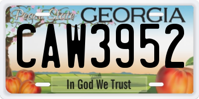 GA license plate CAW3952