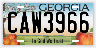 GA license plate CAW3966