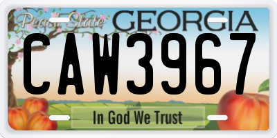 GA license plate CAW3967