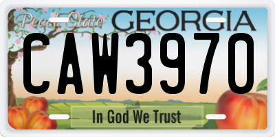 GA license plate CAW3970