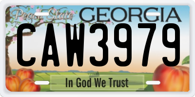 GA license plate CAW3979