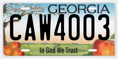 GA license plate CAW4003