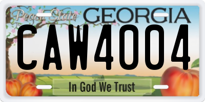 GA license plate CAW4004