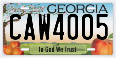 GA license plate CAW4005