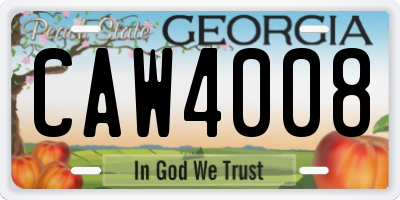 GA license plate CAW4008