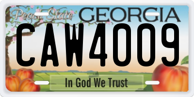 GA license plate CAW4009