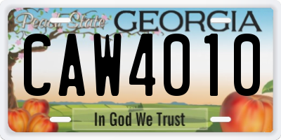 GA license plate CAW4010