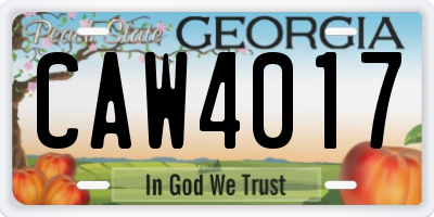 GA license plate CAW4017