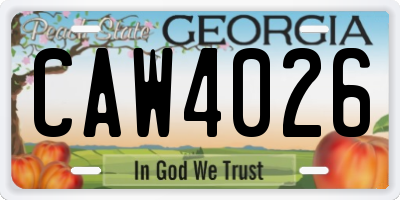 GA license plate CAW4026