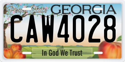 GA license plate CAW4028