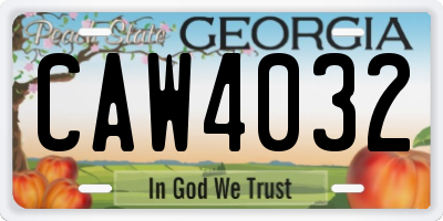 GA license plate CAW4032