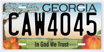 GA license plate CAW4045
