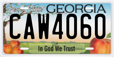 GA license plate CAW4060